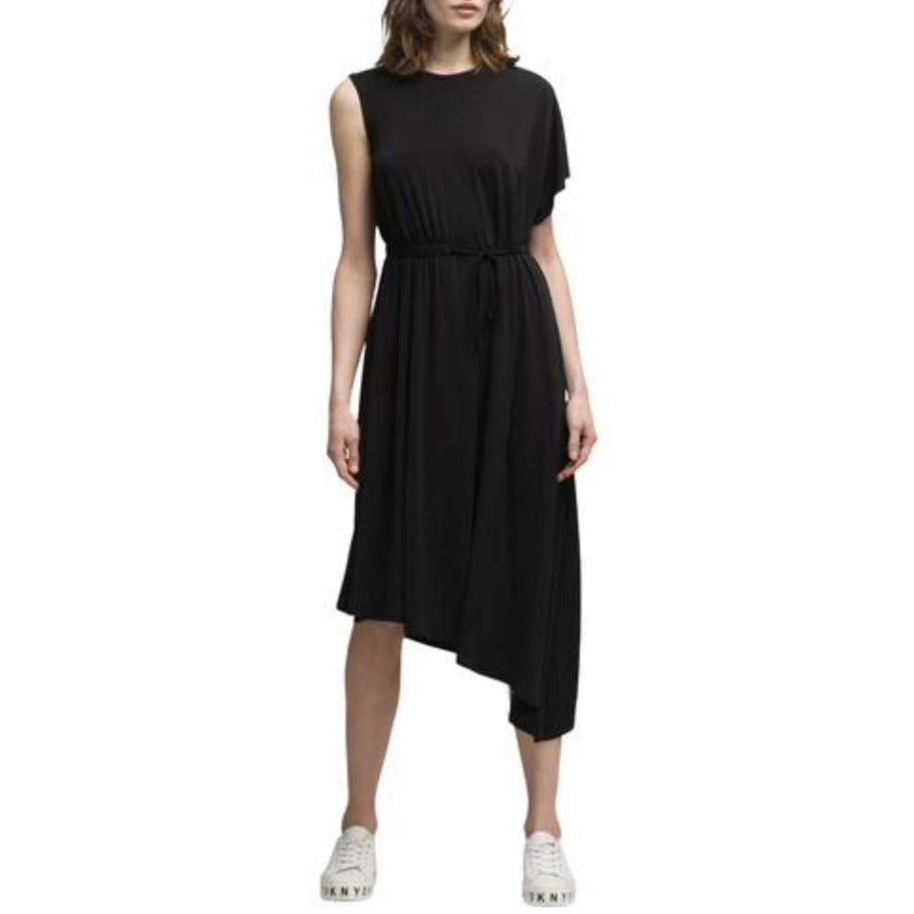 NWT DKNY One Sleeve Drawstring Waist Dress